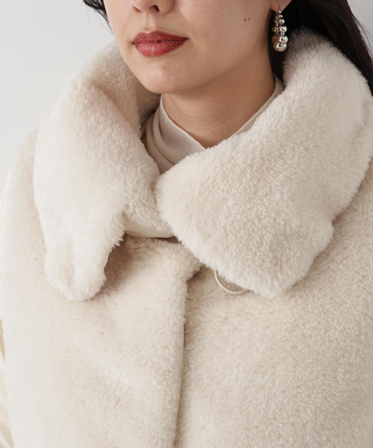 ファーコンビビックカラーミドルダウンコート