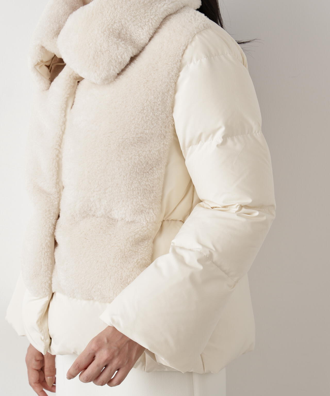 ファーコンビビックカラーミドルダウンコート