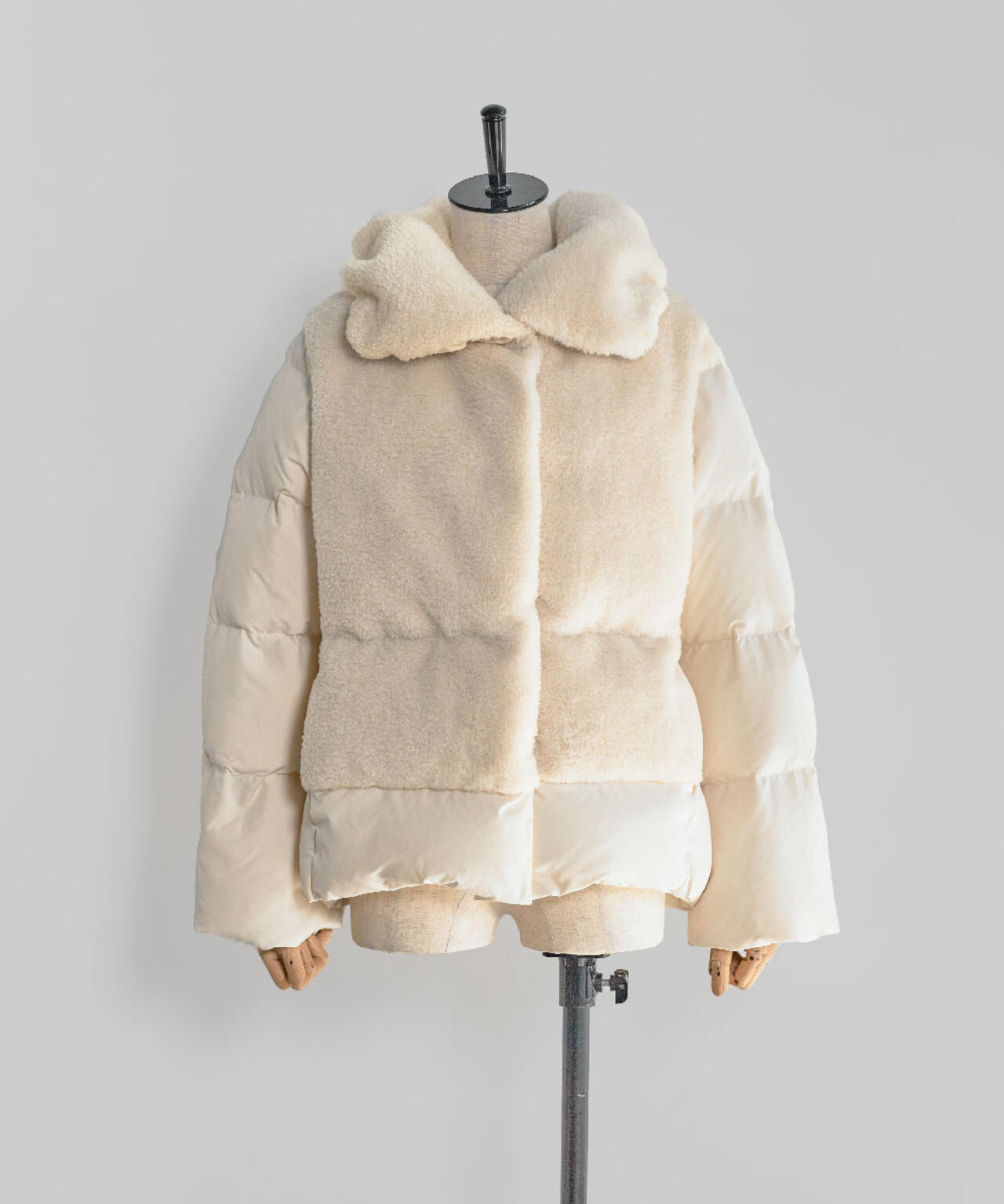 ファーコンビビックカラーミドルダウンコート