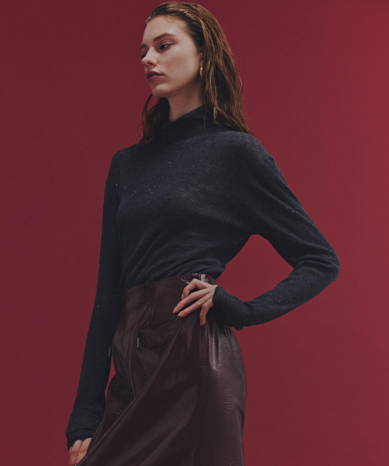 スパンコールシアーモックネックプルオーバー | PINKY&DIANNE