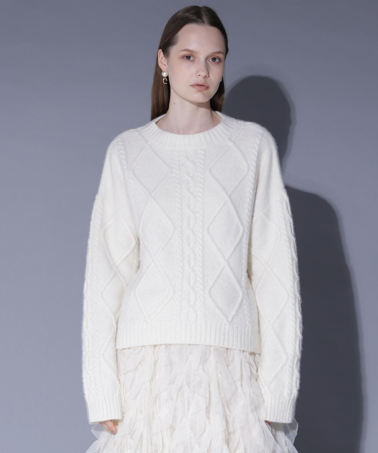 02155 カレンソロジー　アルパカ混　ケーブルニット　ウール 02155 カレンソロジー アルパカ混 ケーブルニット ウール Curensology