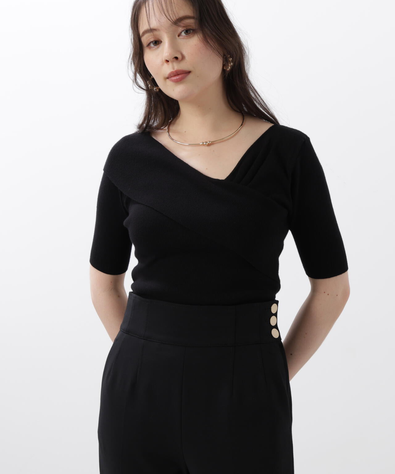 アシンメトリーネックニットプルオーバー | PINKY&DIANNE