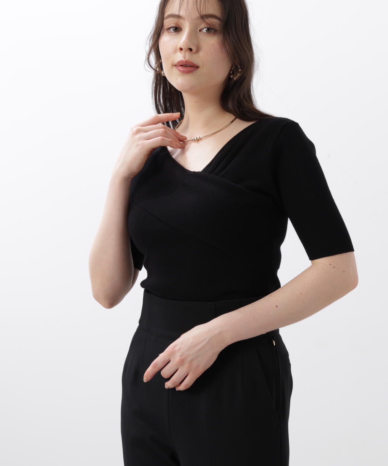 499 美品✨ピンキー&ダイアン ニットプルオーバー ビスチェ ブラック ◇ビジューニットプルオーバー（0315170214