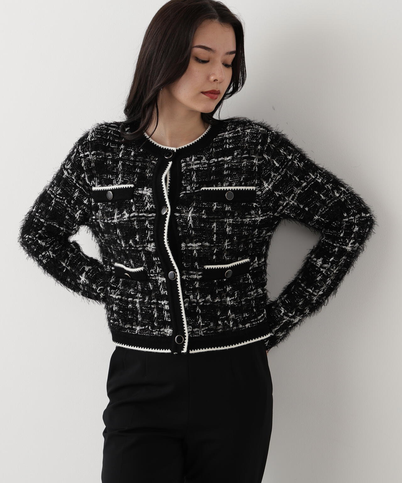 フェザーヤーンツイードニットジャケット | PINKY&DIANNE