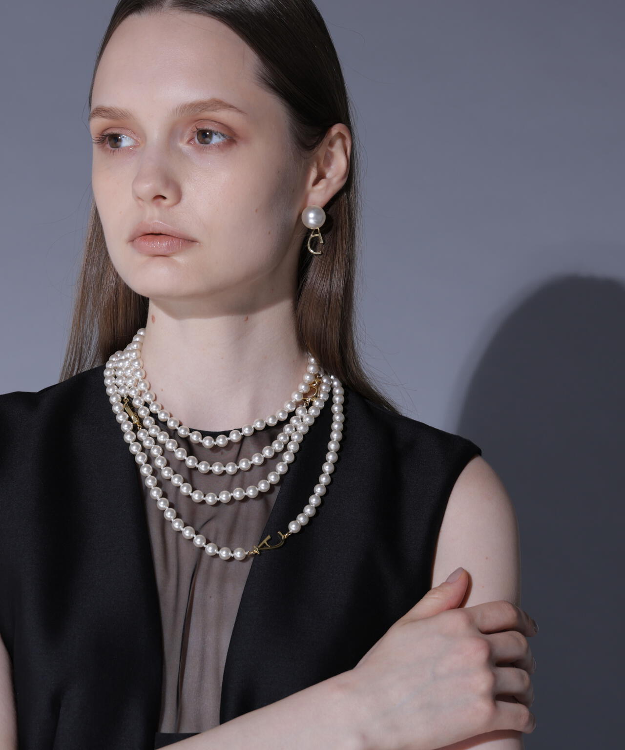 グラスパールロングネックレス_