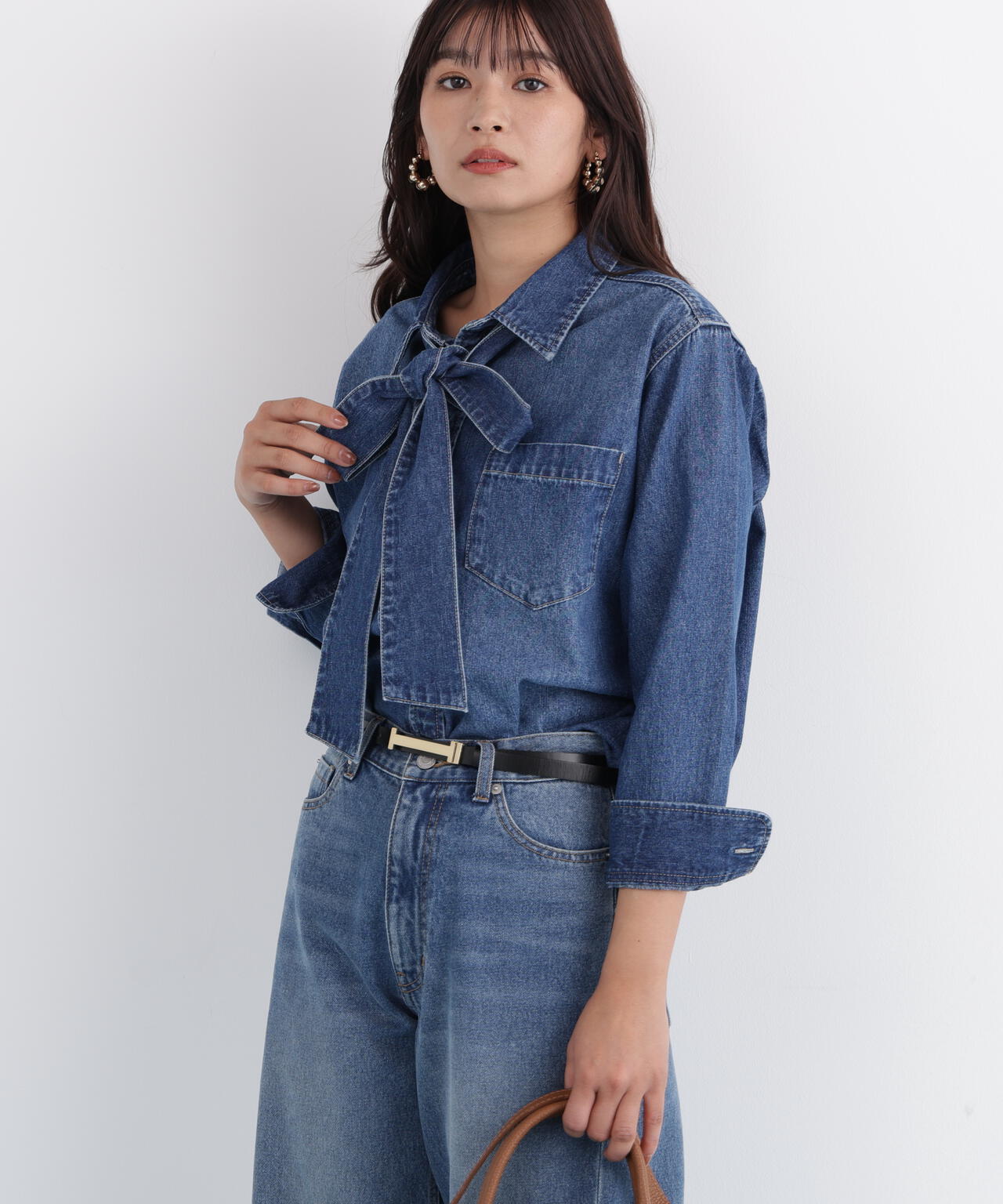 ネックリボンデニムシャツ | PINKY&DIANNE（ピンキー&ダイアン