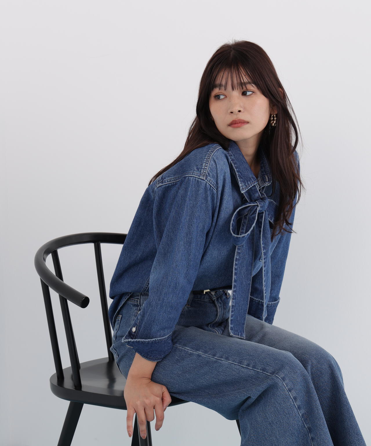 ネックリボンデニムシャツ | PINKY&DIANNE（ピンキー&ダイアン