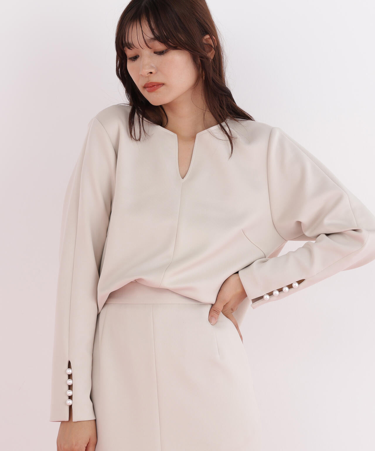 ピンキー＆ダイアン（PINKY&DIANNE）/パールビーズスリーブジャージトップス パールビーズスリーブジャージトップス | PINKY&DIANNE（ピンキー