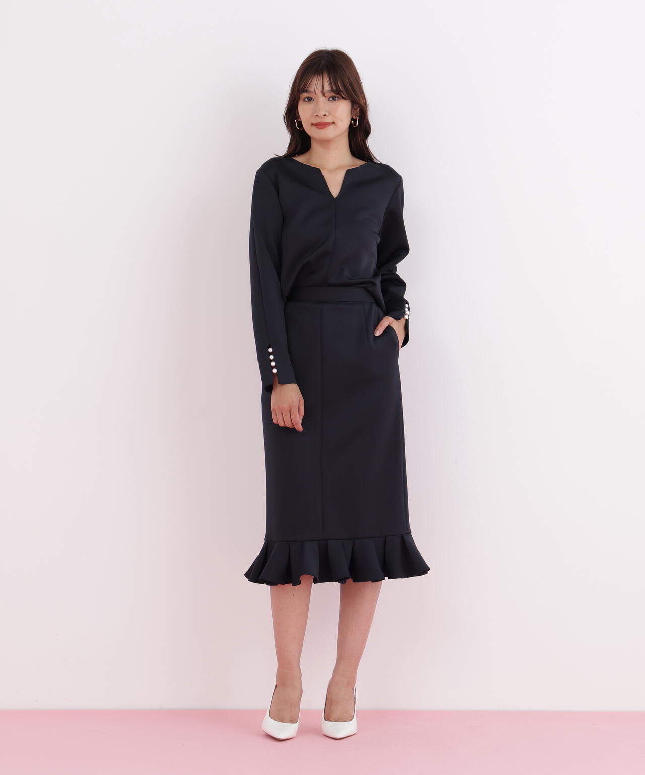 パールビーズスリーブジャージトップス | PINKY&DIANNE（ピンキー