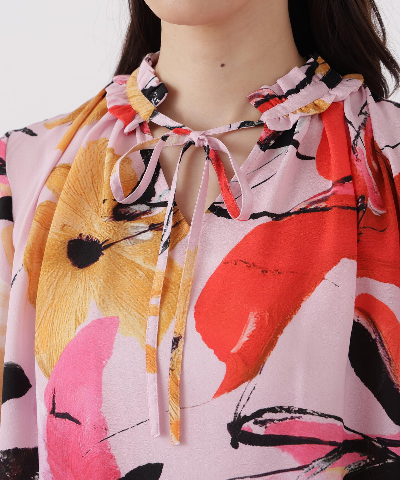 フラワープリントギャザーブラウス | PINKY&DIANNE（ピンキー&ダイアン