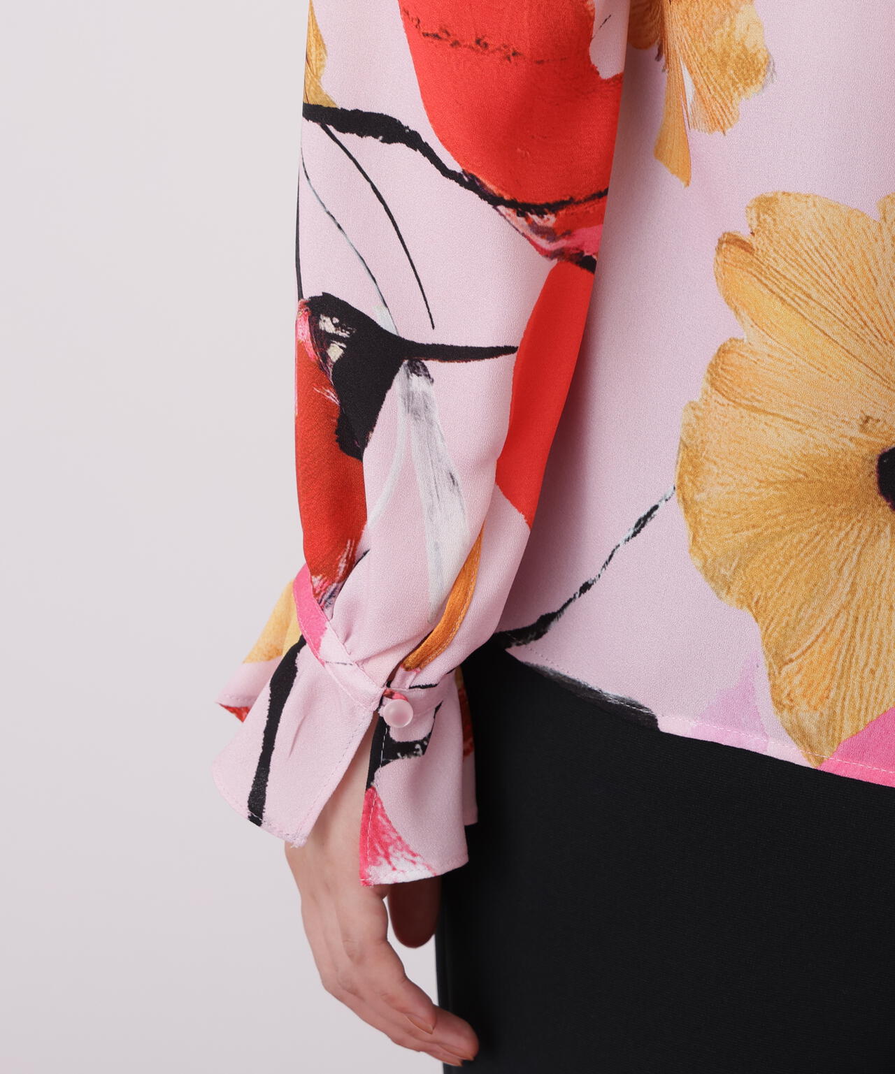 フラワープリントギャザーブラウス