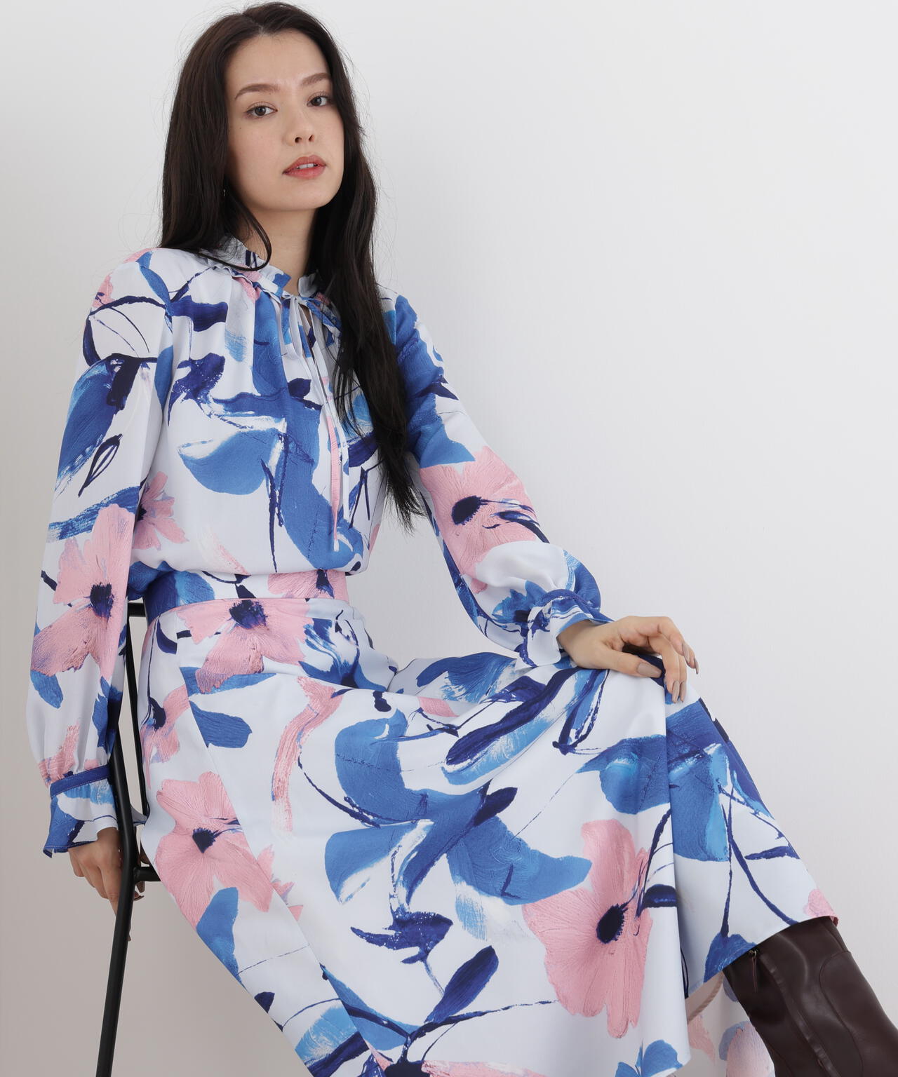 フラワープリントギャザーブラウス | PINKY&DIANNE（ピンキー&ダイアン