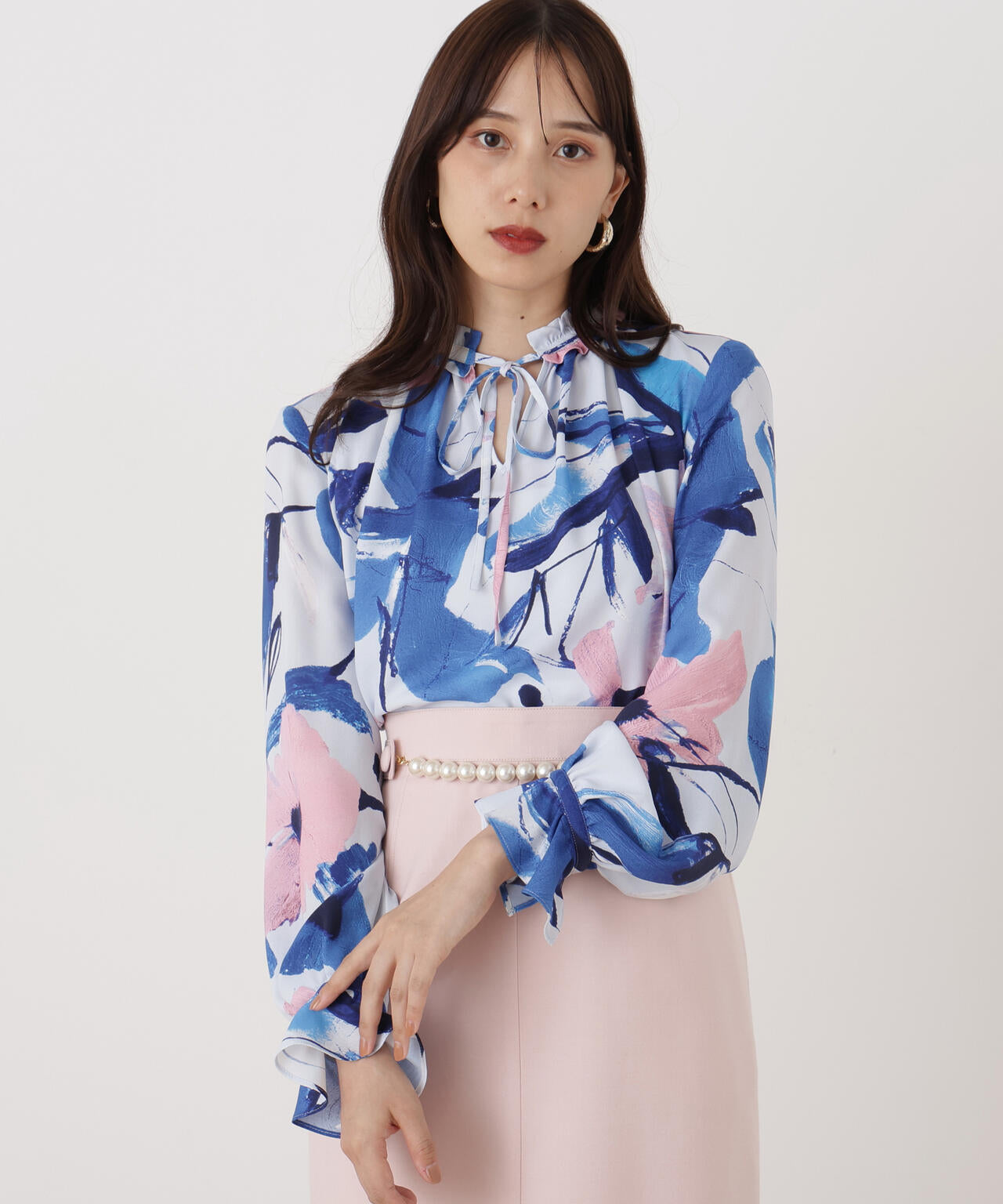 フラワープリントギャザーブラウス | PINKY&DIANNE（ピンキー&ダイアン