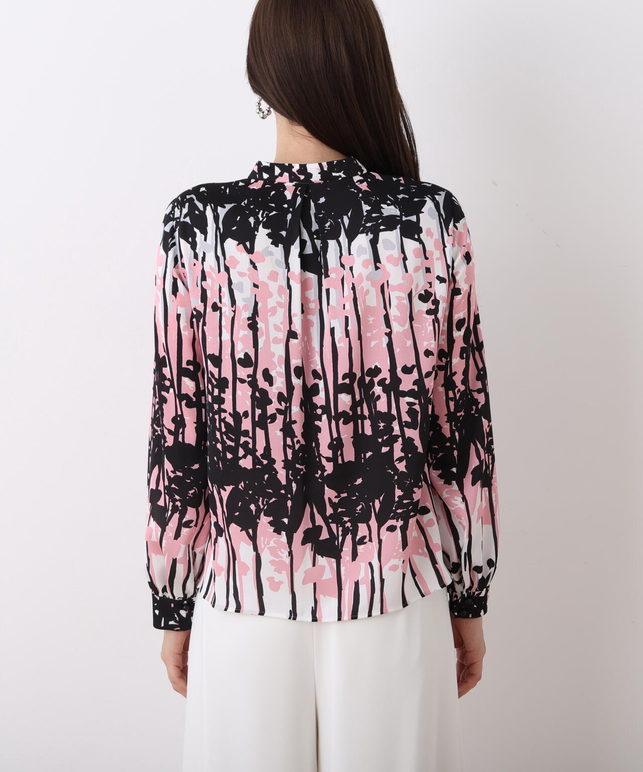 インクフォレストプリントリボンブラウス