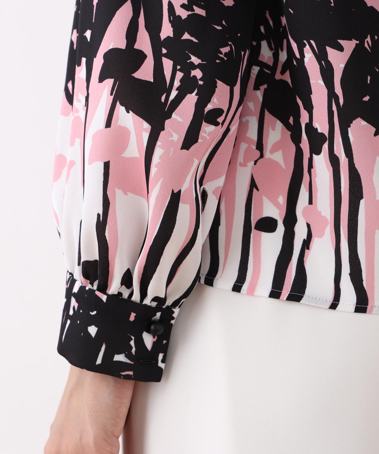 インクフォレストプリントリボンブラウス