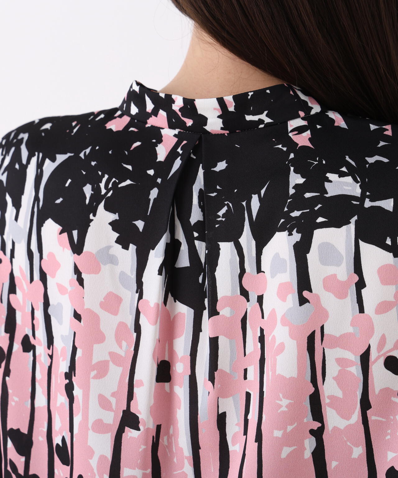 インクフォレストプリントリボンブラウス