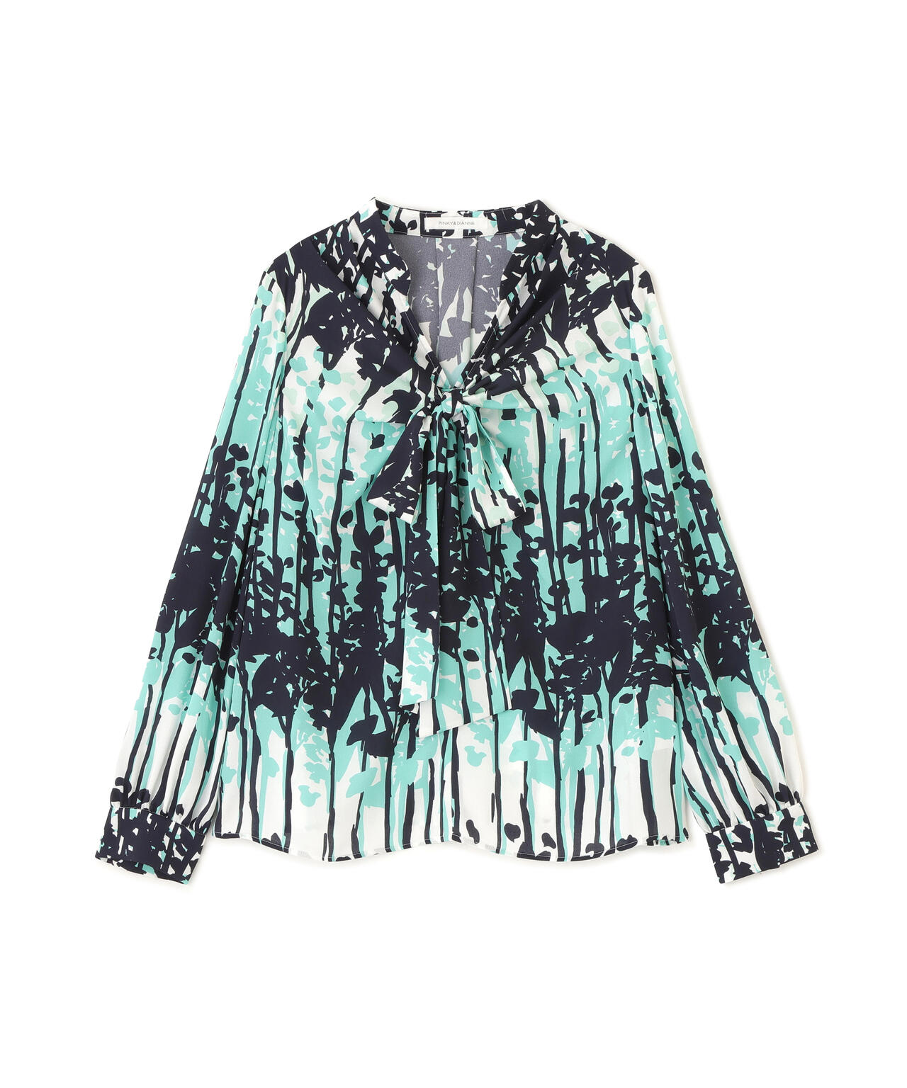 インクフォレストプリントリボンブラウス