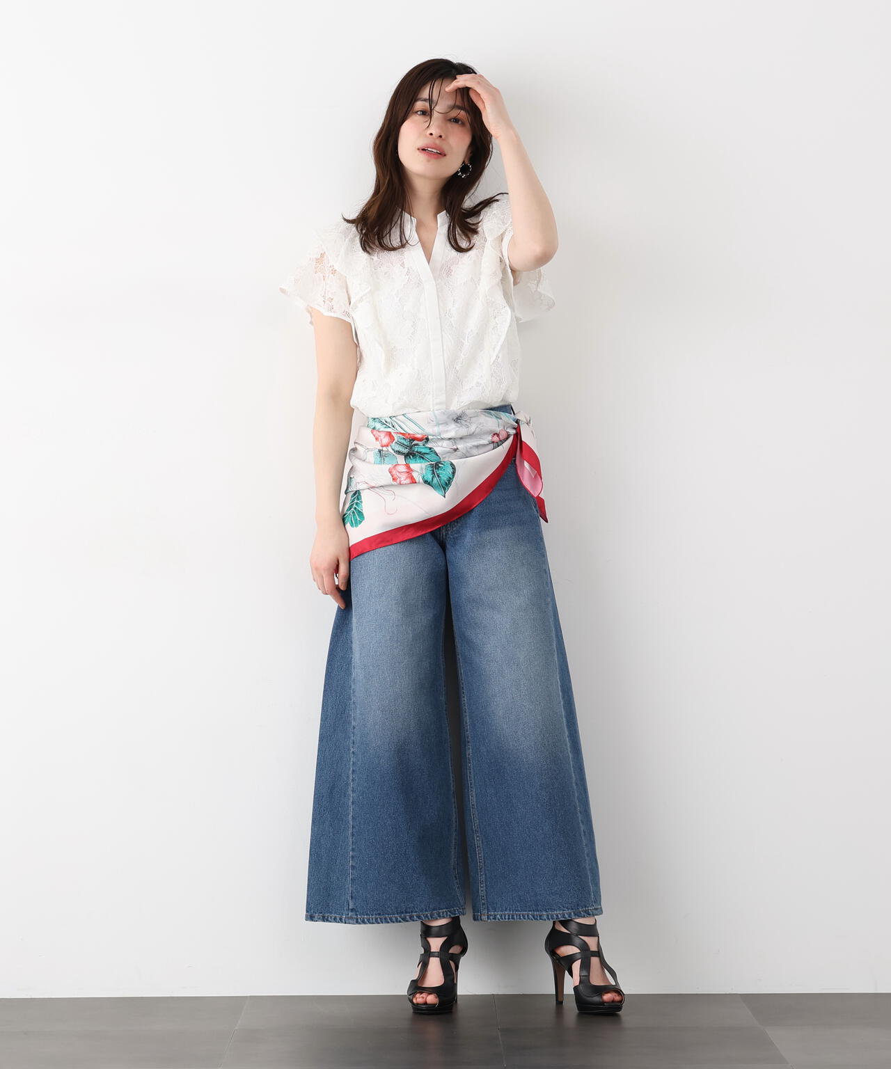 フラワーレースコンビブラウス