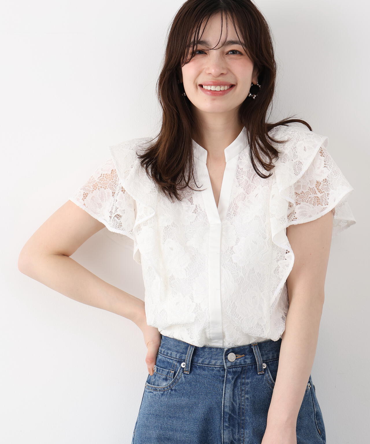 フラワーレースコンビブラウス