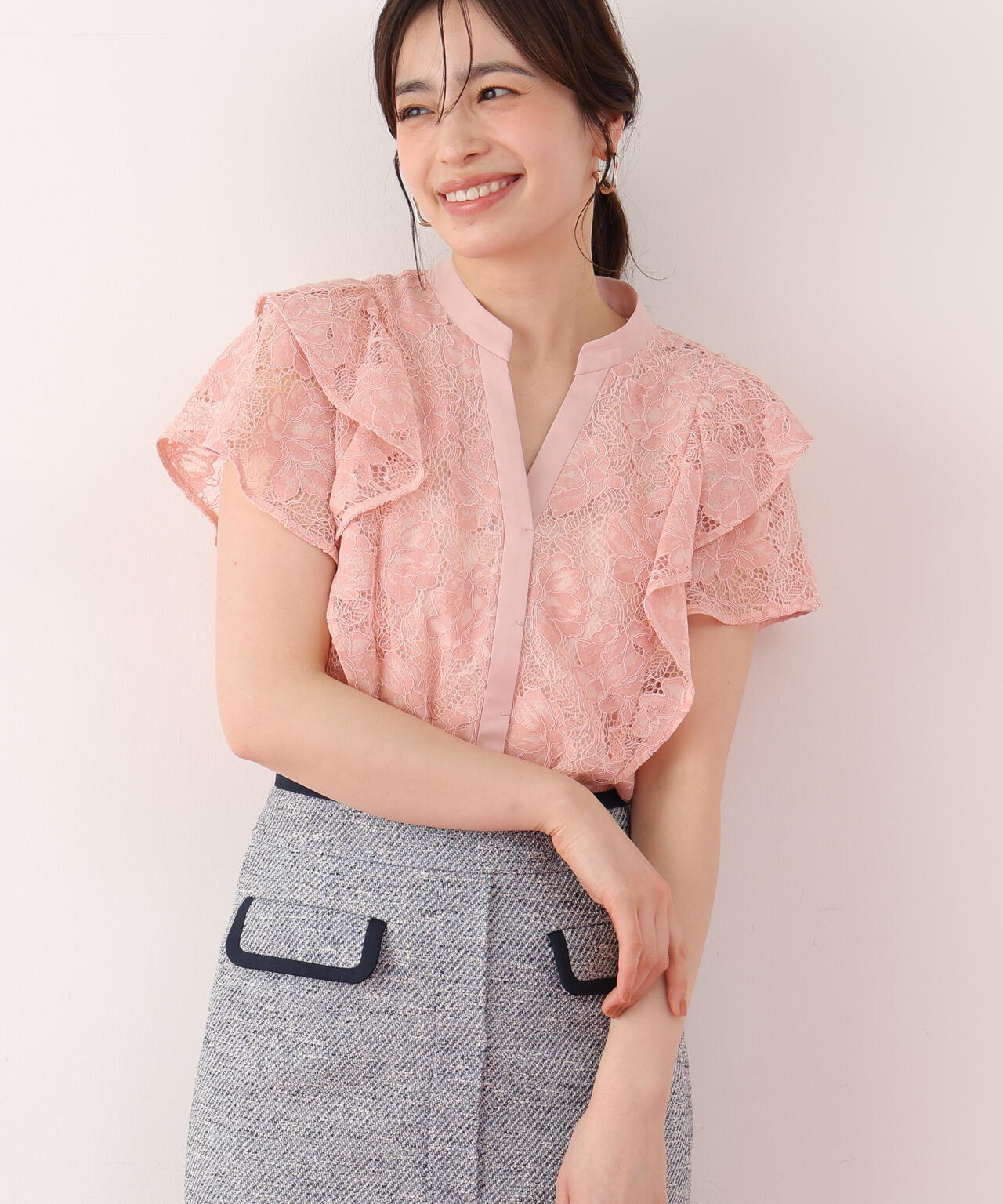 フラワーレースコンビブラウス