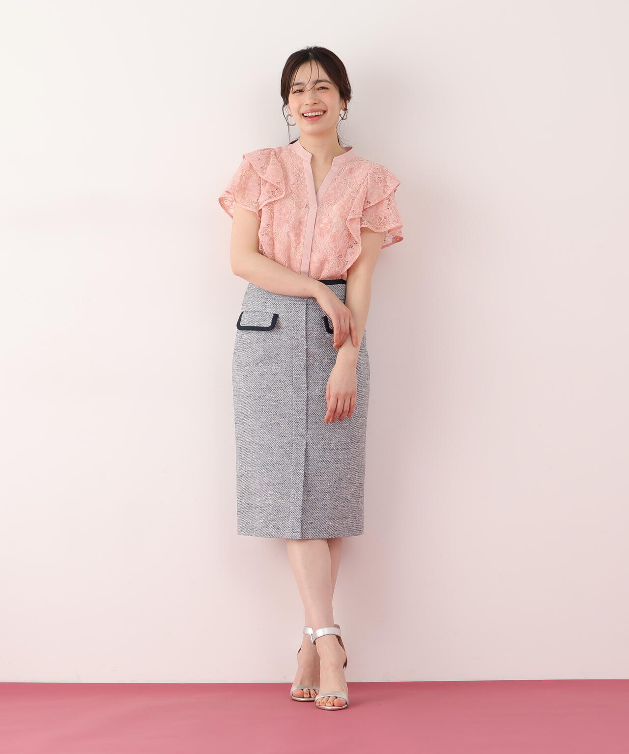 フラワーレースコンビブラウス