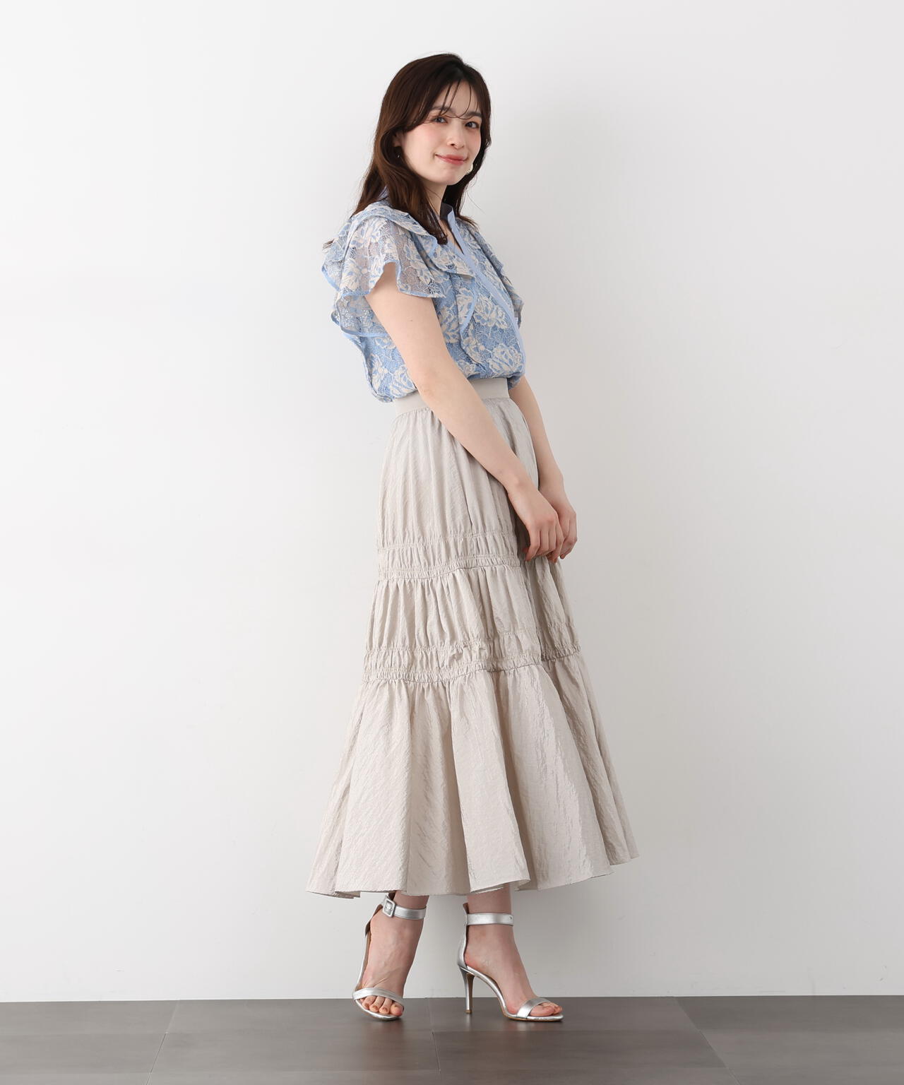 フラワーレースコンビブラウス