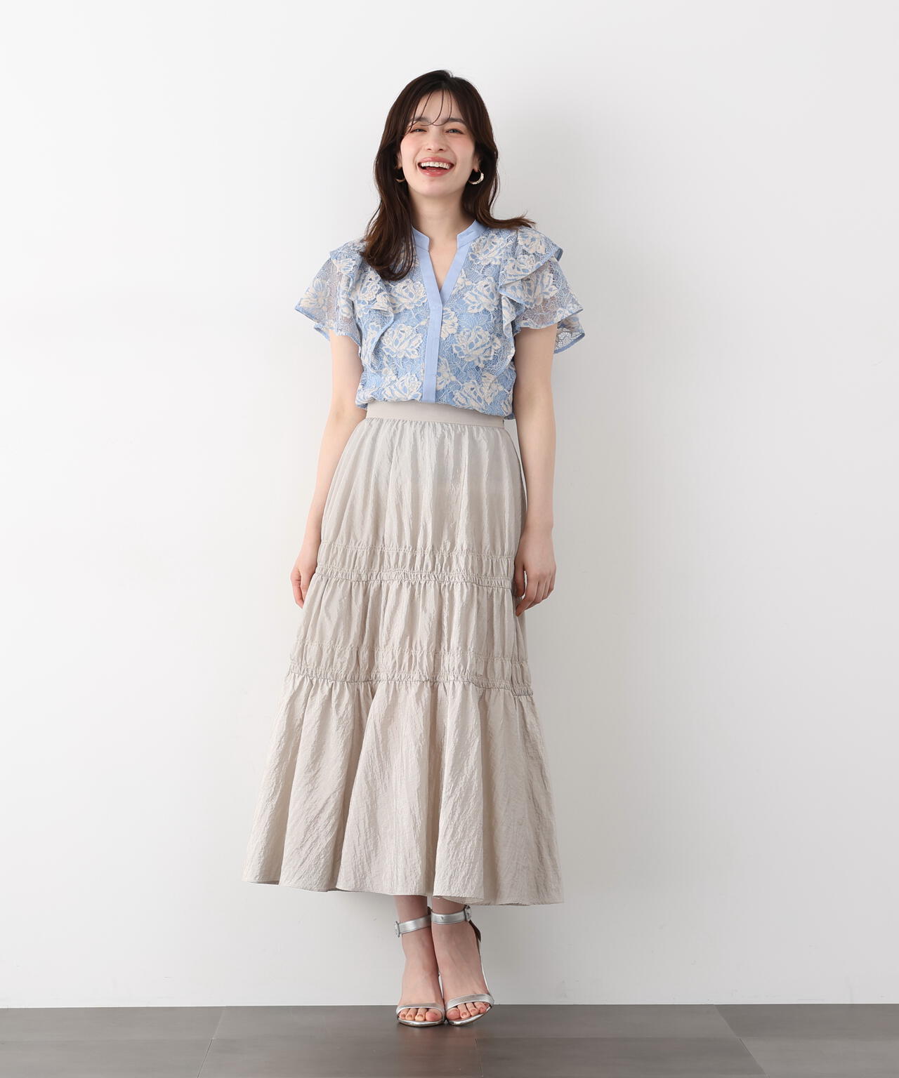 フラワーレースコンビブラウス