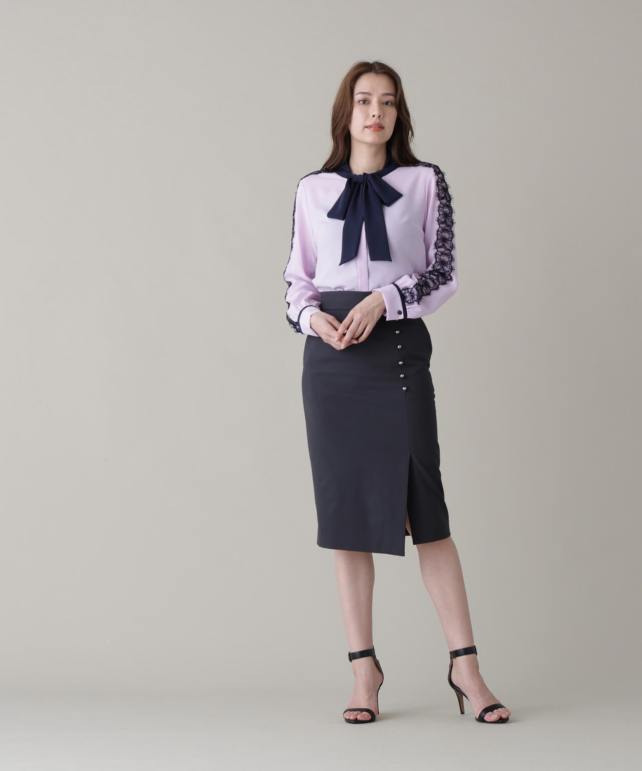 レースコンビバイカラーリボンブラウス | PINKY&DIANNE（ピンキー