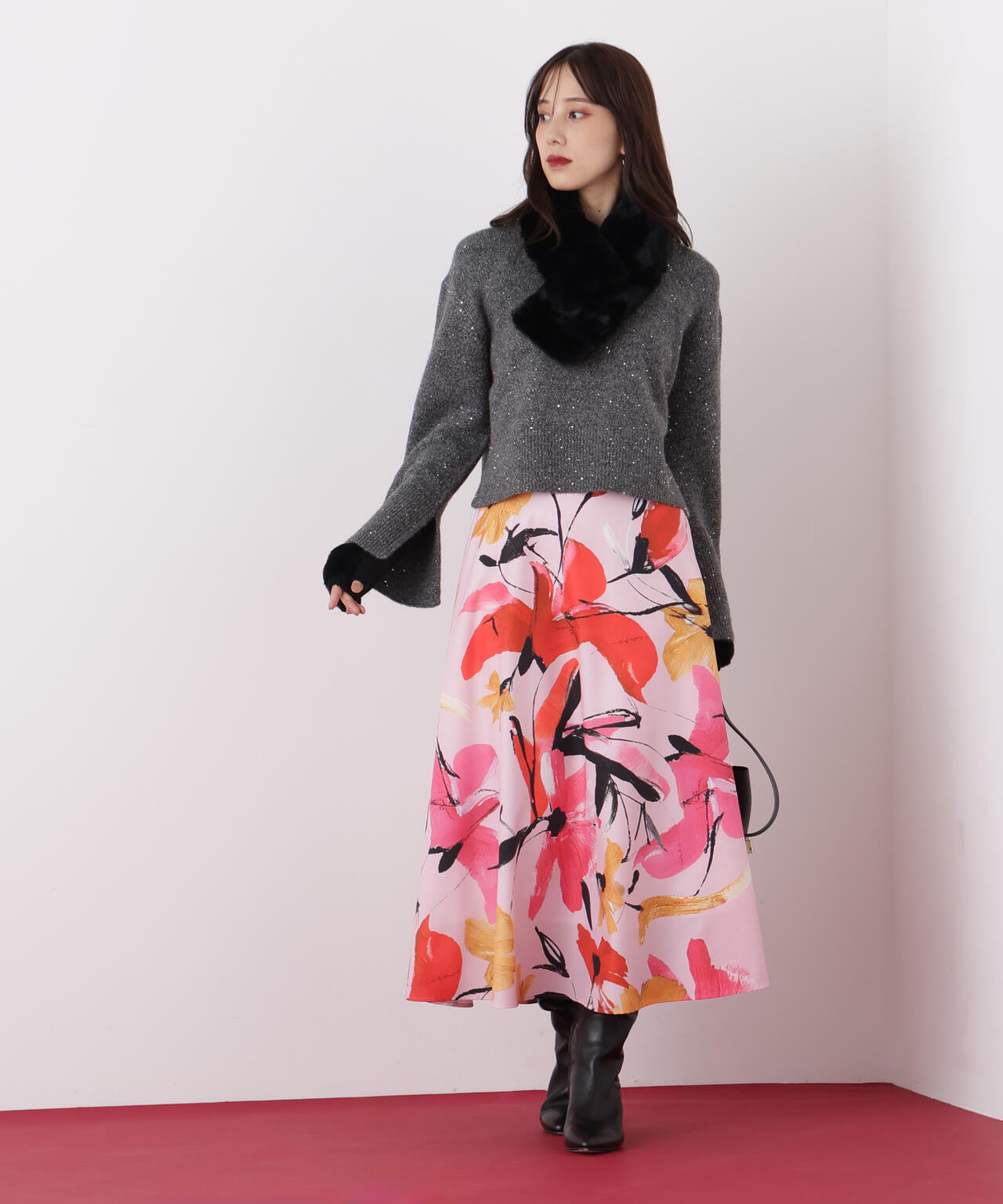 フラワープリントタフタフレアースカート | PINKY&DIANNE（ピンキー