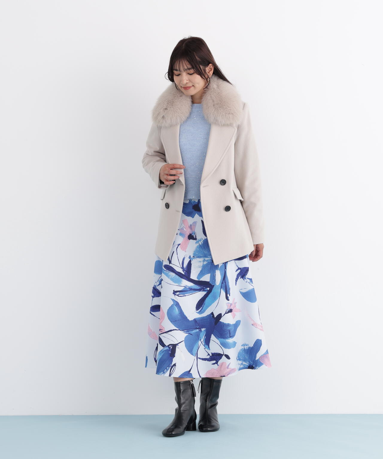 フラワープリントタフタフレアースカート | PINKY&DIANNE（ピンキー