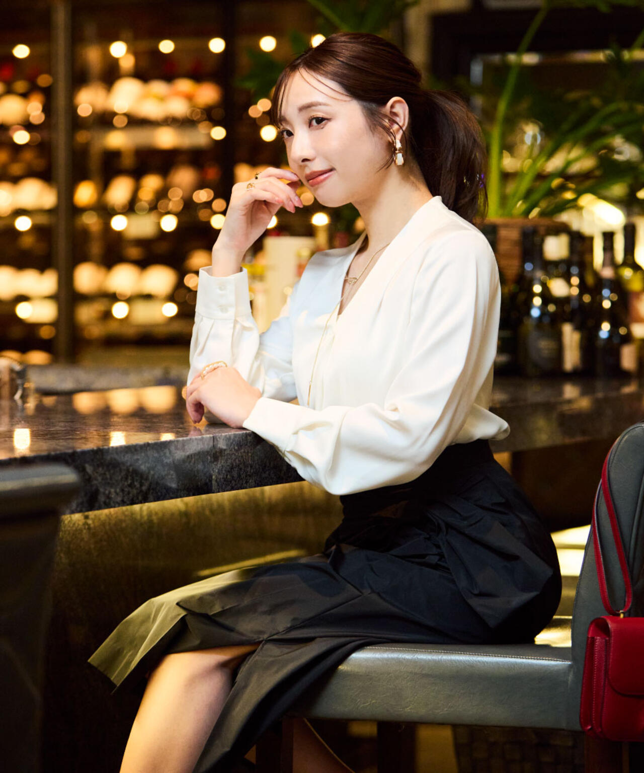 andmary Avery リボンスカート ブラック 10f82c0b0c094ba5924c2c5f691890