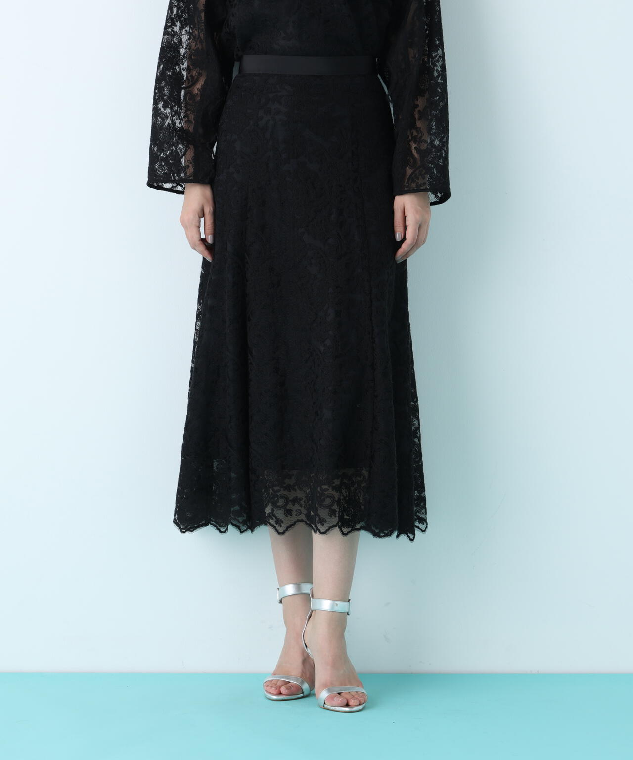 スカラレースフレアスカート