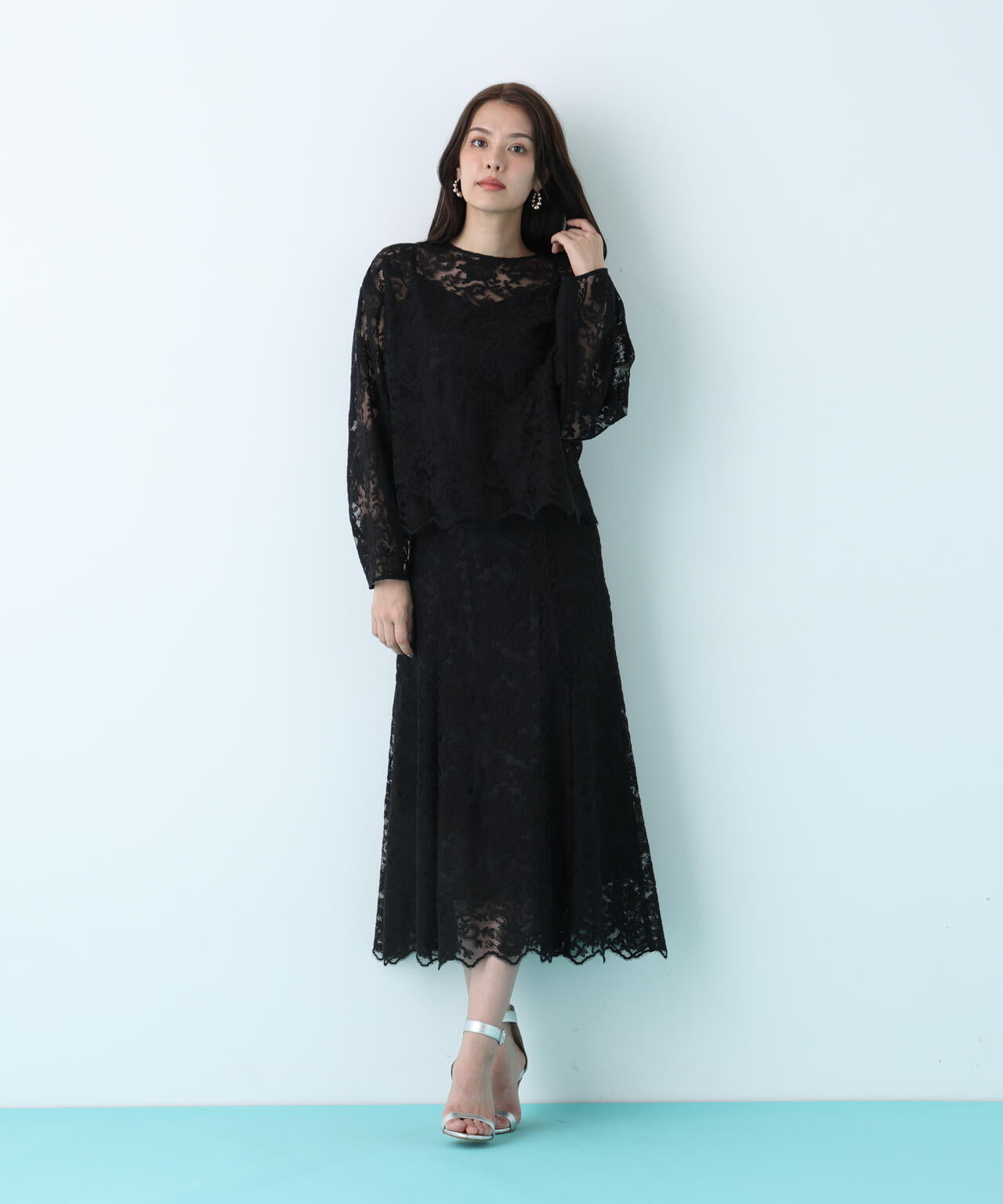 スカラレースフレアスカート