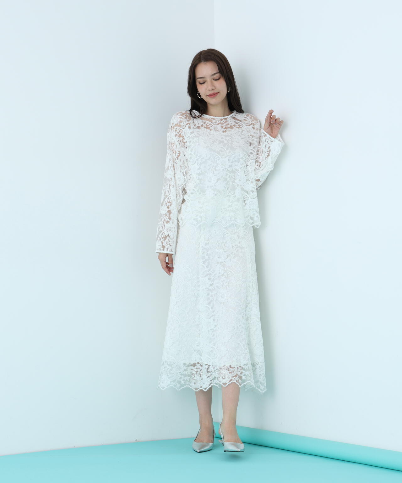 スカラレースフレアスカート