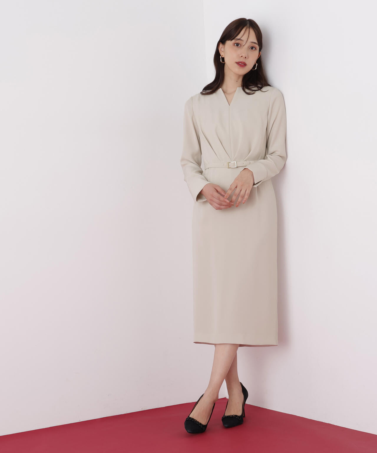 ピンキーライティング】① ウエストタックキーネックワンピース | PINKY&DIANNE（ピンキー