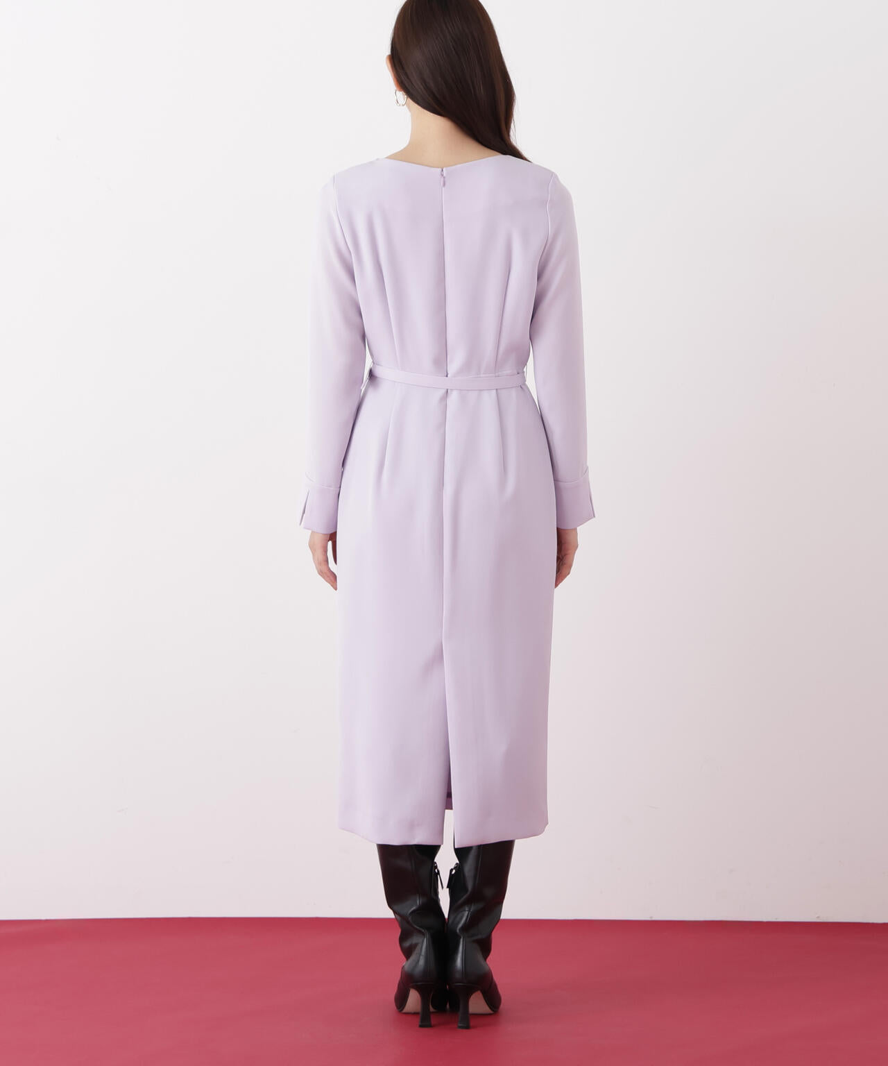 ★新品★ PINKY&DIANNE ワンピース　長袖　パープル　Mサイズ ウエストタックキーネックワンピース | PINKY&DIANNE（ピンキー