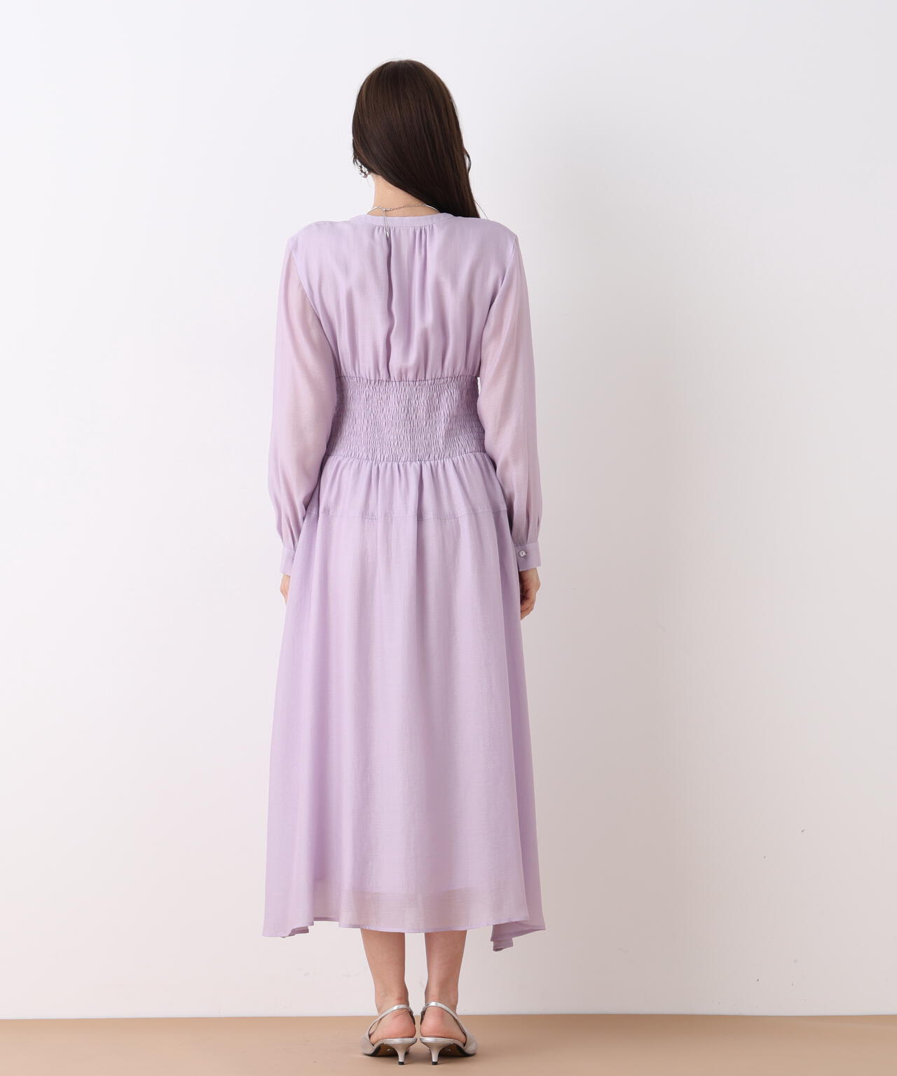 ウエストシャーリングロングワンピース