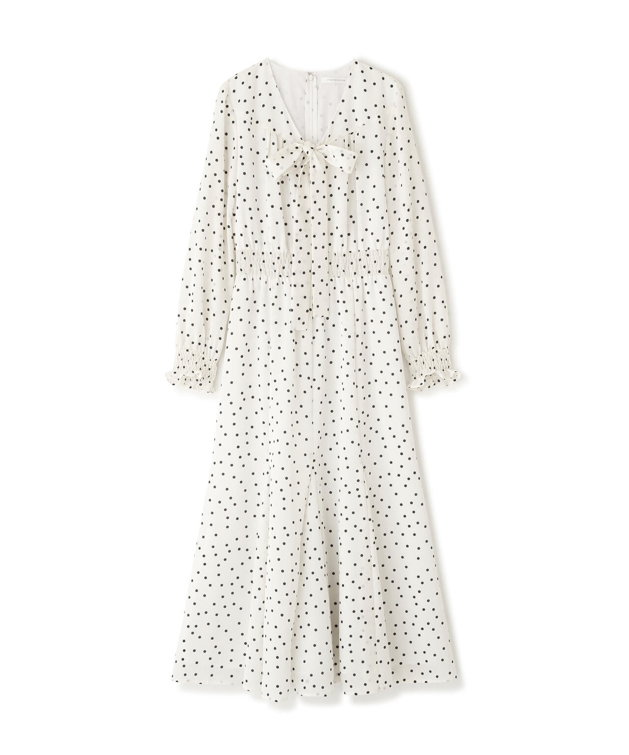 ドットプリントリボンワンピース