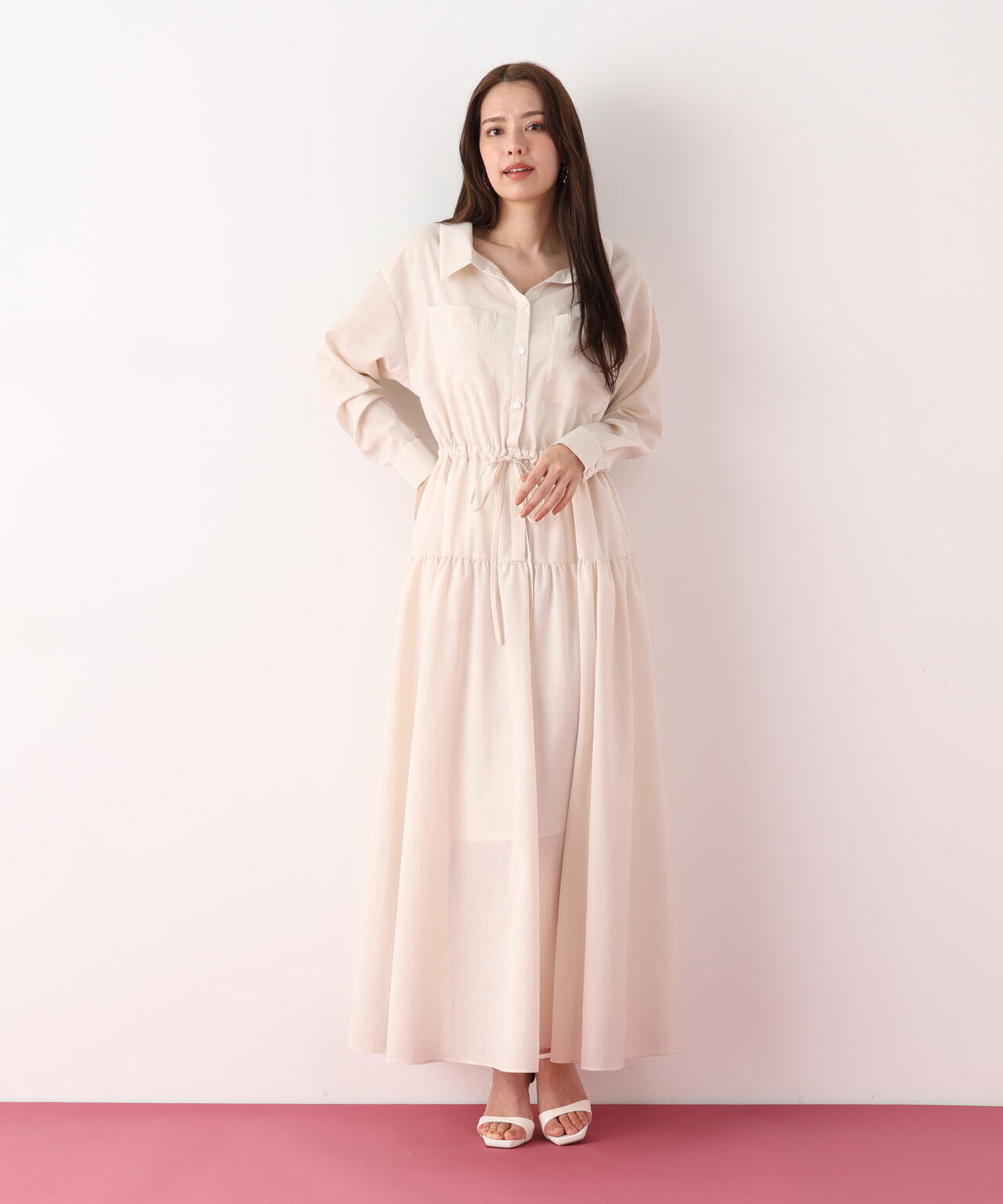 ブライトローンロングシャツワンピース