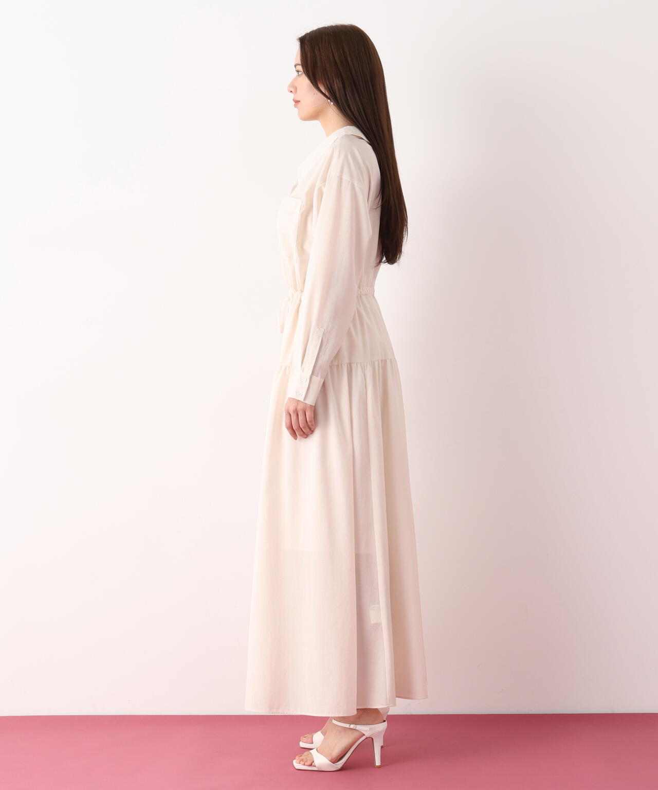 ブライトローンロングシャツワンピース