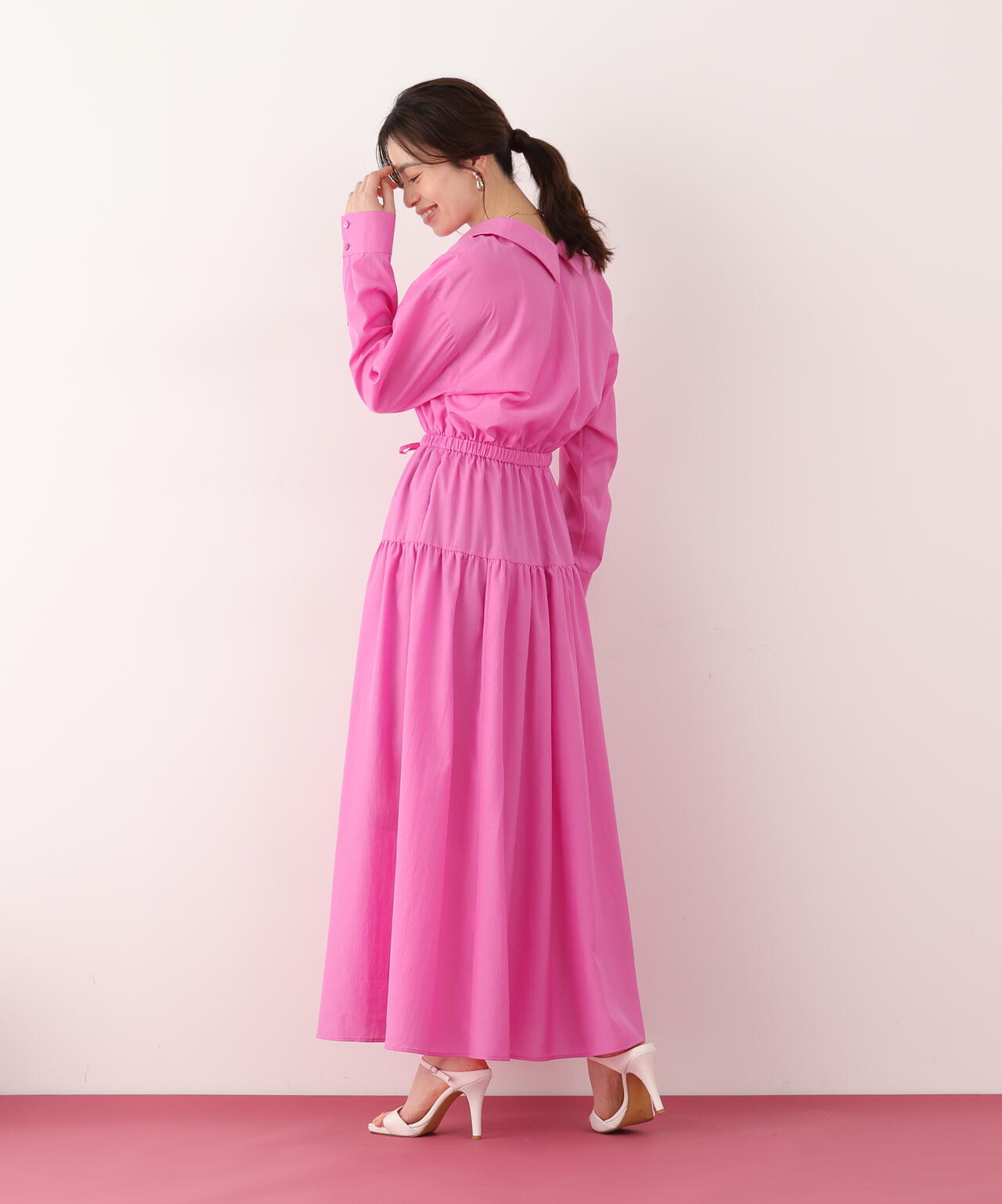 ブライトローンロングシャツワンピース