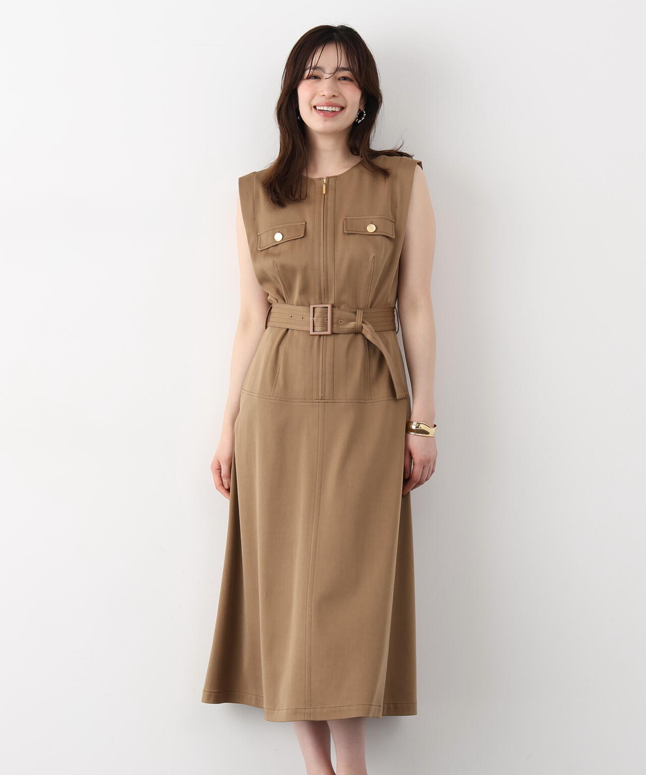 フロントファスナーデニムワンピース