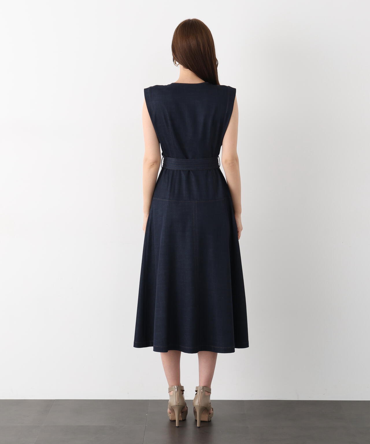 フロントファスナーデニムワンピース