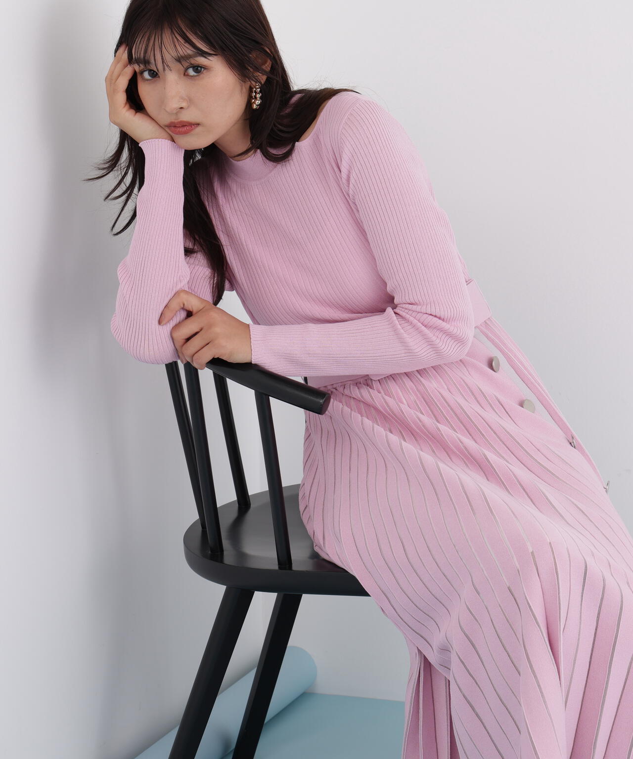 プリーツコンビニットワンピース