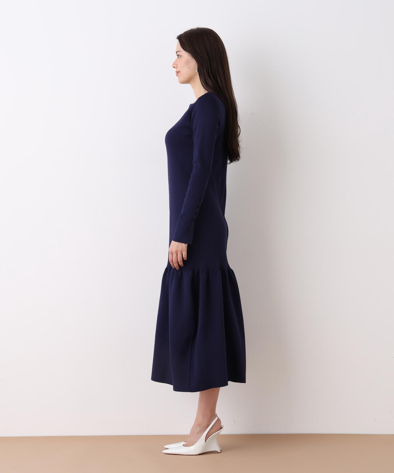 ボートネックマーメイドニットワンピース