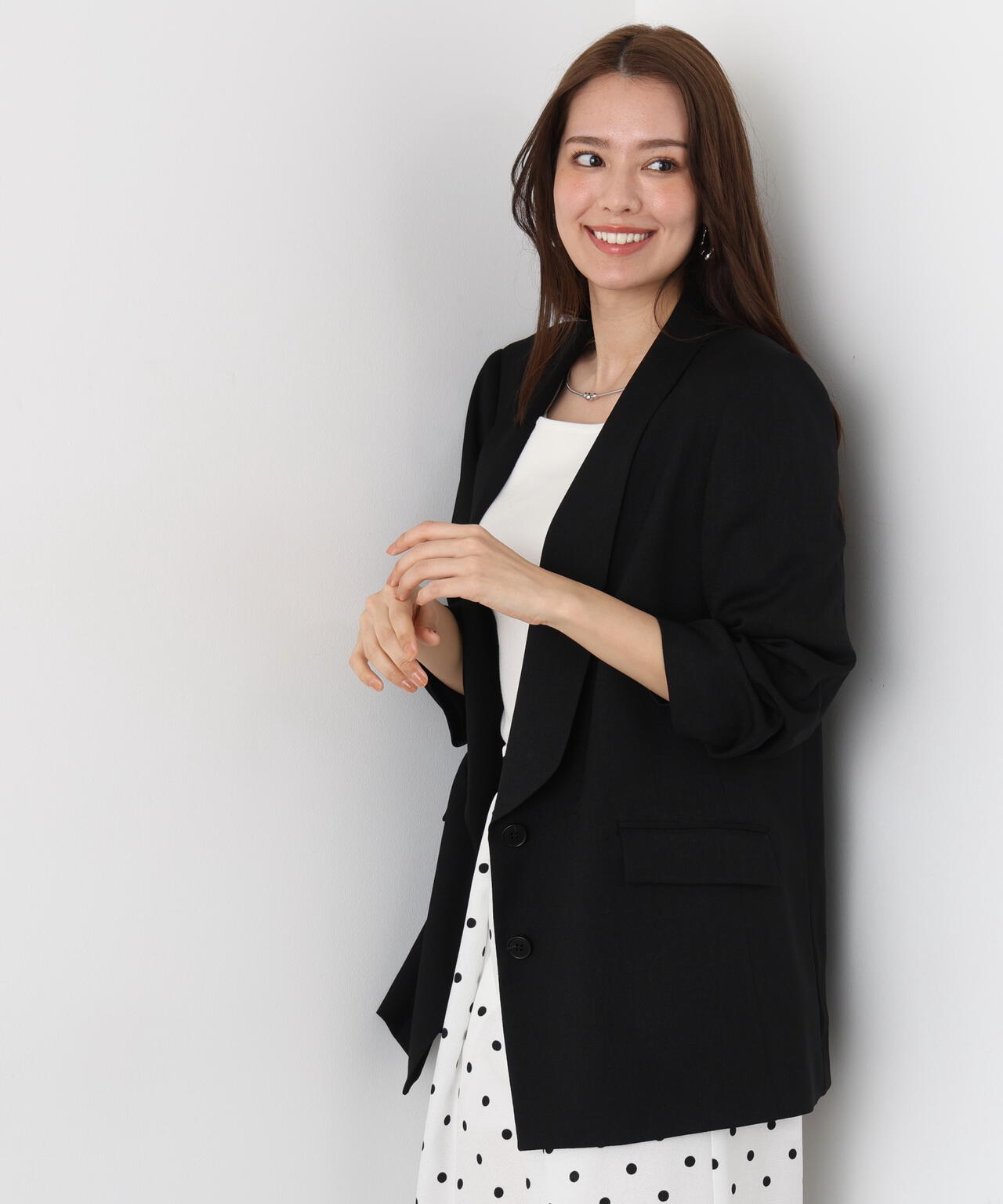 ショールカラーロングジャケット