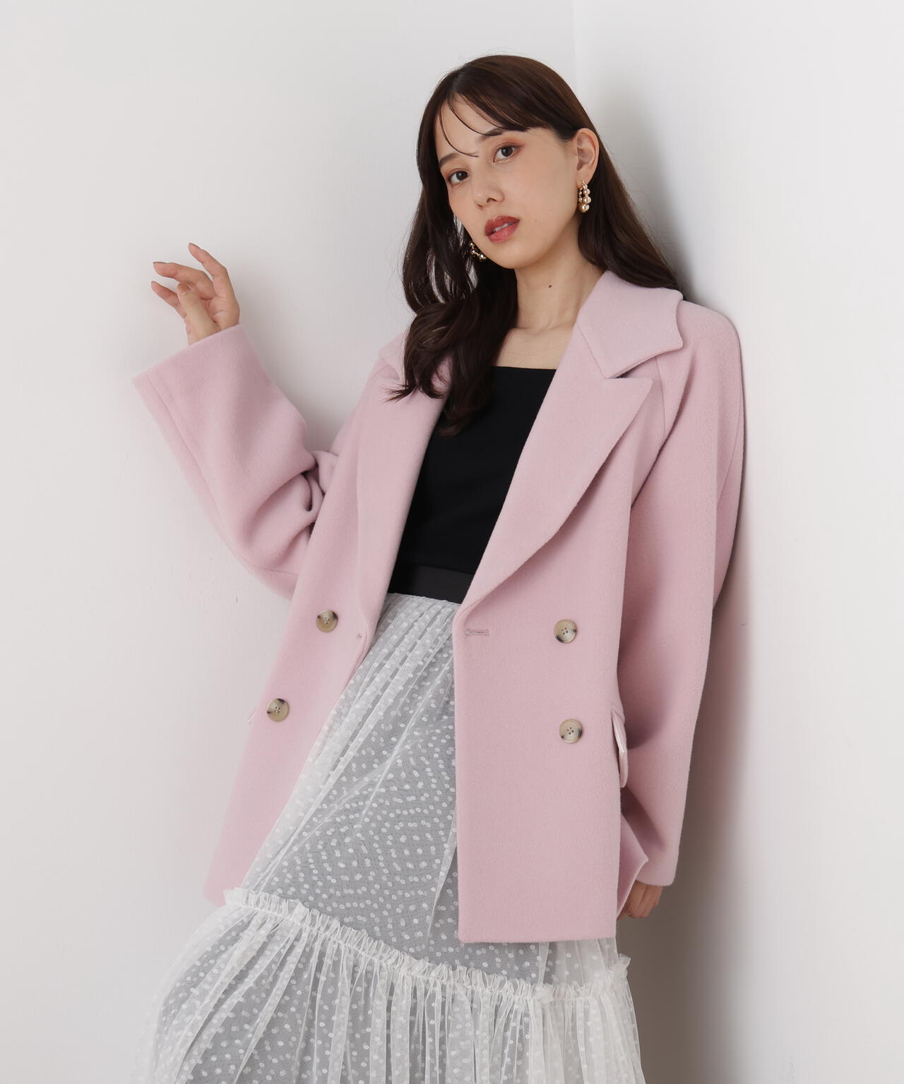 ダブルブレストショートコート