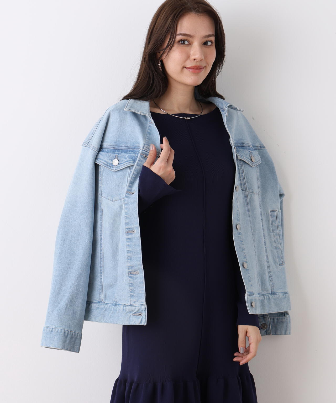 ルーズカラーデニムジャケット