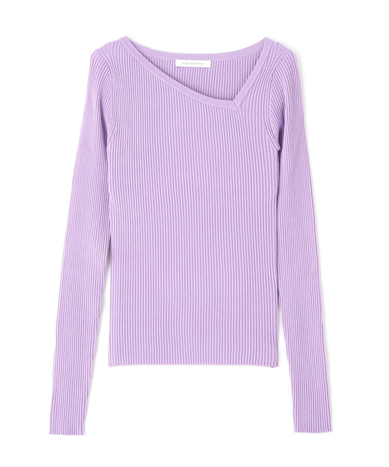 アシンメトリーネックニットプルオーバー