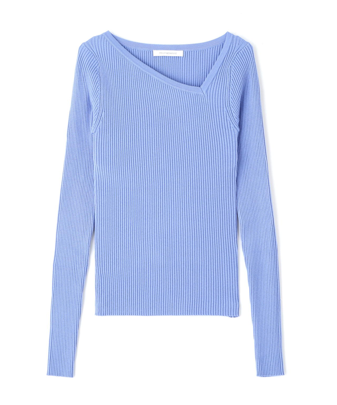 アシンメトリーネックニットプルオーバー